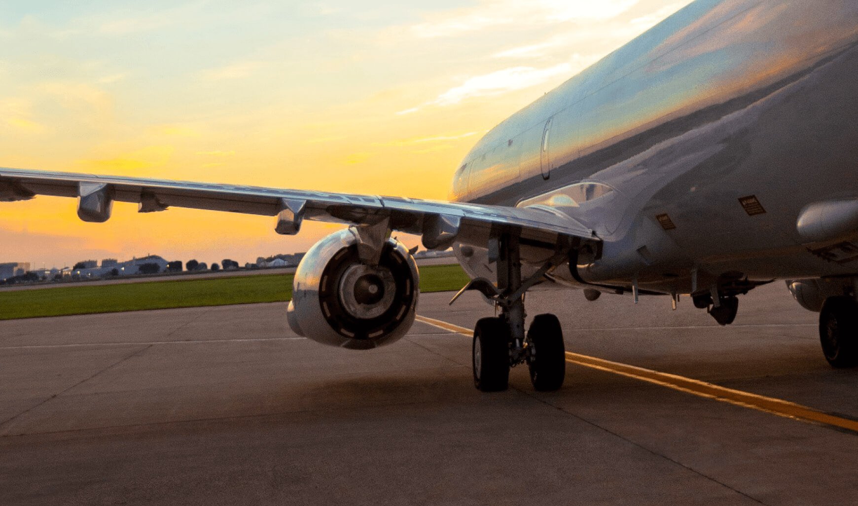 airplane at sunset